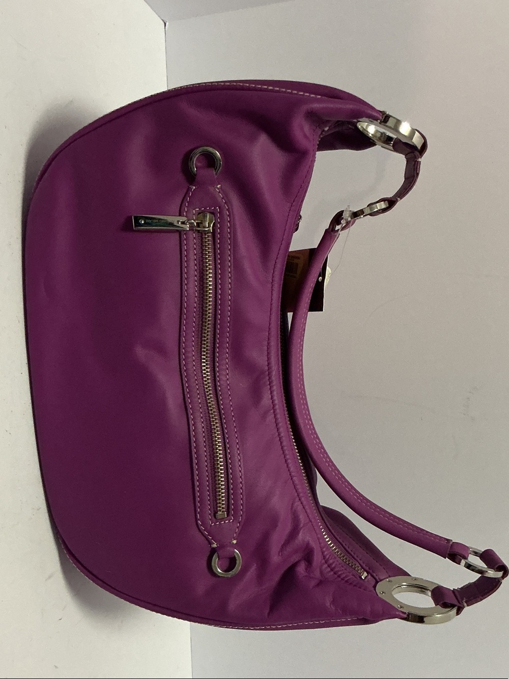 ANTONIO MELANI Violet Shoulder Hobo with Silver Hardware